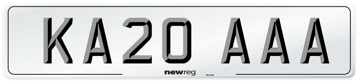 KA20 AAA Number Plate from New Reg